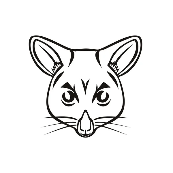 Mascota Ilustración Cabeza Una Zarigüeya Común Trichosurus Vulpecula Marsupial Nocturno — Vector de stock