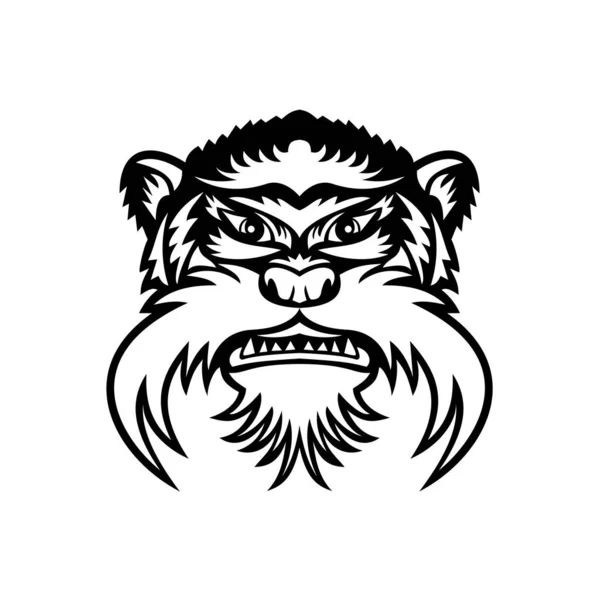 Mascotte Illustratie Van Het Hoofd Van Een Keizer Tamarin Saguinus — Stockvector