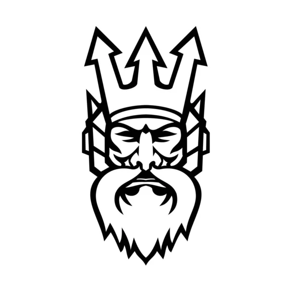 Mascotte Illustratie Van Het Hoofd Van Boze Poseidon Neptunus God — Stockvector