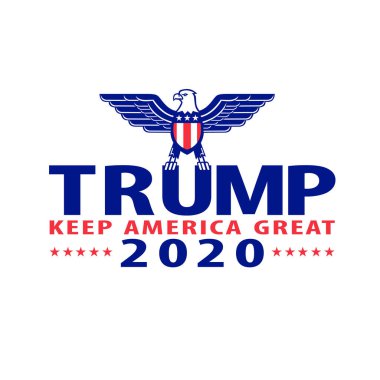 Sep 4, 2020, AUCKLAND, NEW ZEALAND: ABD başkanlığı için Cumhuriyetçi Donald Trump 'ın ABD seçimleri için adaylığı illüstrasyonu Trump 2020 sözleriyle Amerika' yı Kel Kartal Kanatları ile Harika Tut.