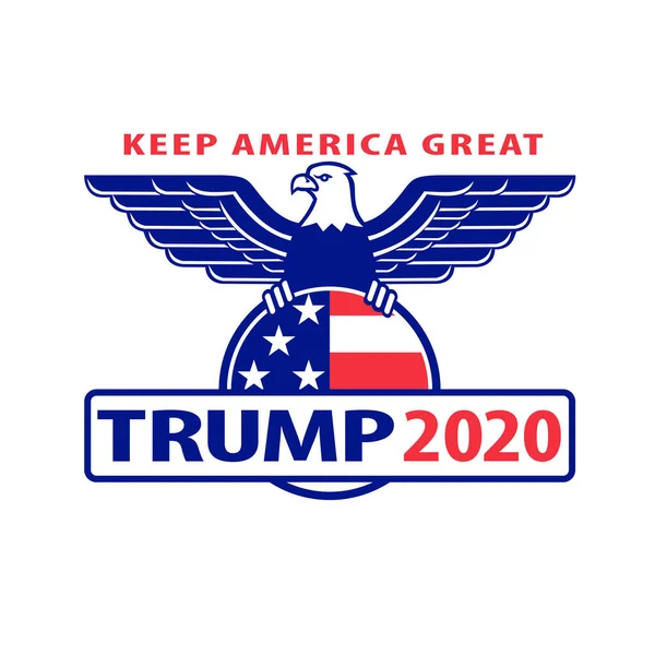 2020年9月4日 美国新泽西州 奥克兰 共和党总统候选人唐纳德 特朗普的竞选券图片说明 让美国伟大的特朗普2020年光秃秃的鹰翼展翅 — 图库矢量图片