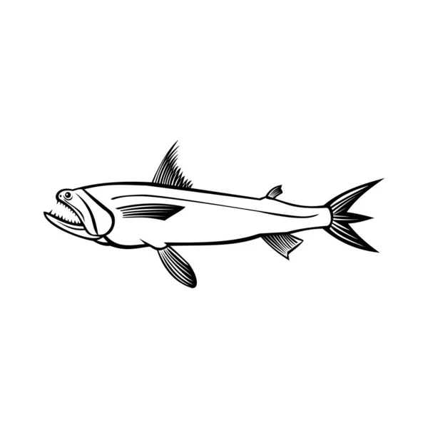 Stencil Illustration Bombay Duck Fish Harpadon Nehereus Bummalo Bombil Boomla — Vettoriale Stock