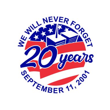 9-11 Vatanseverlik Günü anısına 11 Eylül 2001 'de Amerika Birleşik Devletleri bayrağını ve WTC binasını izole edilmiş arka planda 20 yıl boyunca unutamayacağımız kelimelerle canlandırdık..
