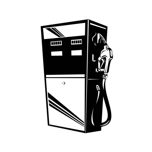 Ilustracja Stylu Retro Rocznika Benzyny Paliwa Gazowego Benzyny Stacji Pomp — Wektor stockowy