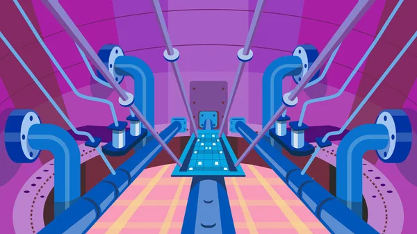 Retro Wpa Illustratie Van Het Interieur Van Een Uraniumreactor Gedaan — Stockfoto