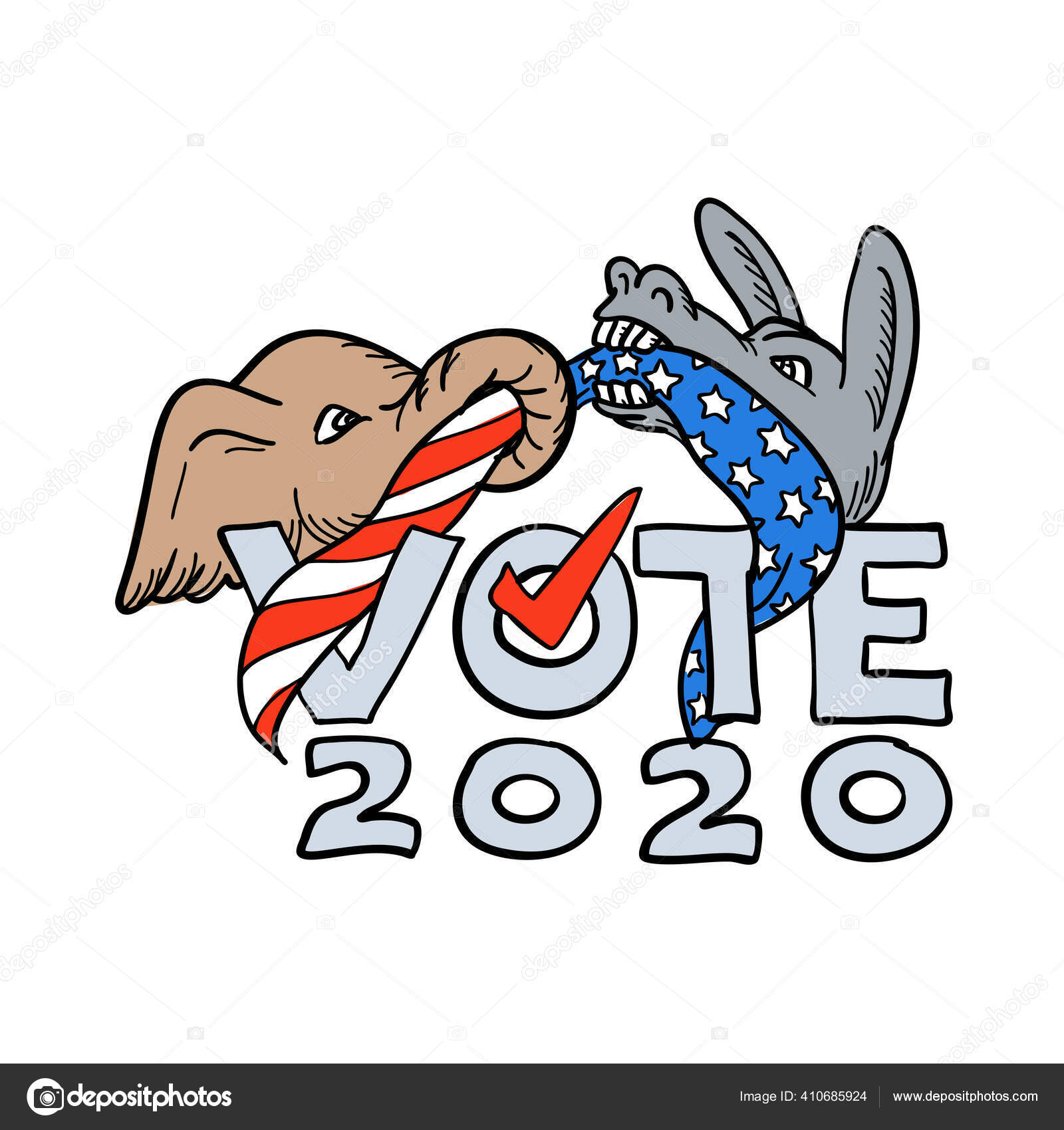 Иллюстрация Стиле Мультфильма Республиканского Слона.