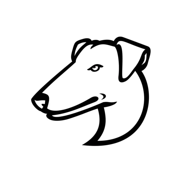 光滑狐狸畸形狗 是一种狐狸犬科动物 从侧面看 背景孤立 风格复古 其头部的吉祥物是黑白相间的 — 图库矢量图片