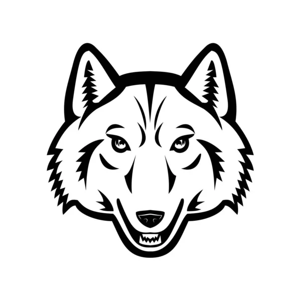 Mascote Preto Branco Ilustração Cabeça Lobo Ártico Lobo Branco Lobo — Vetor de Stock