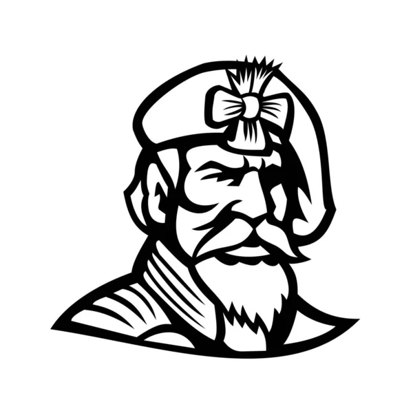 Maskottchen Illustration Des Kopfes Eines Jakobinischen Highlanders Mit Baskenmütze Von — Stockvektor
