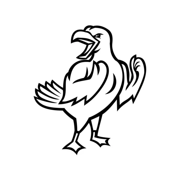 Black White Mascot Illustration Angry Yellow Legged Gull Seagull Medium — Stock Vector