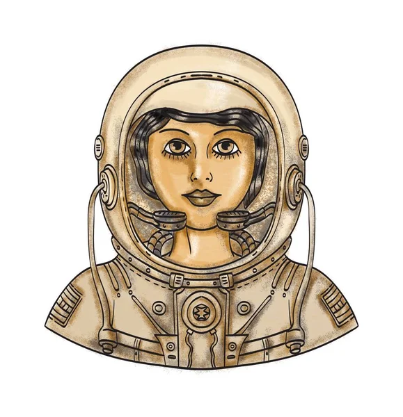 Illustration Style Tatouage Buste Une Astronaute Portant Casque Spatial Une — Photo