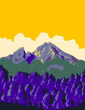 Almanya 'nın Berchtesgaden kasabası yakınlarındaki Berchtesgaden Alplerindeki Berchtesgaden Alpleri veya Berchtesgadener Alpleri' nin poster sanatı proje yönetimi veya sanat deco stilinde yapıldı..