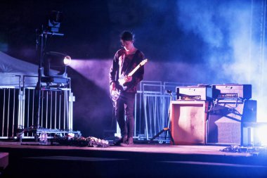 11 Temmuz 2018: İskoç post rock grubu Mogwai Castello Visconteo Pavia, İtalya, Iride Fraschini Festivali için
