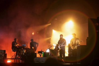 11 Temmuz 2018: İskoç post rock grubu Mogwai Castello Visconteo Pavia, İtalya, Iride Fraschini Festivali için