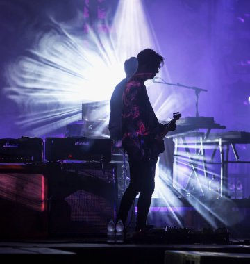 11 Temmuz 2018: İskoç post rock grubu Mogwai Castello Visconteo Pavia, İtalya, Iride Fraschini Festivali için