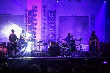 11 Temmuz 2018: İskoç post rock grubu Mogwai Castello Visconteo Pavia, İtalya, Iride Fraschini Festivali için