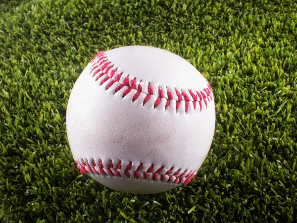 Baseball Synthetic Green Grass Close — Stock Photo, Image