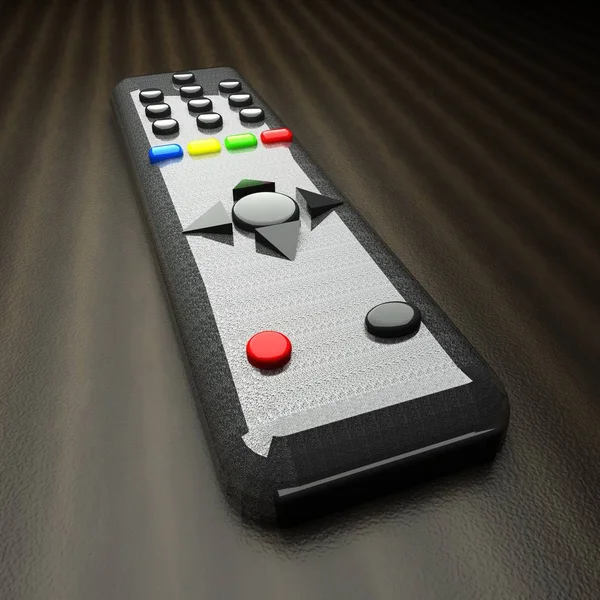 Remote control for tv over wooden table — Stock Photo, Image