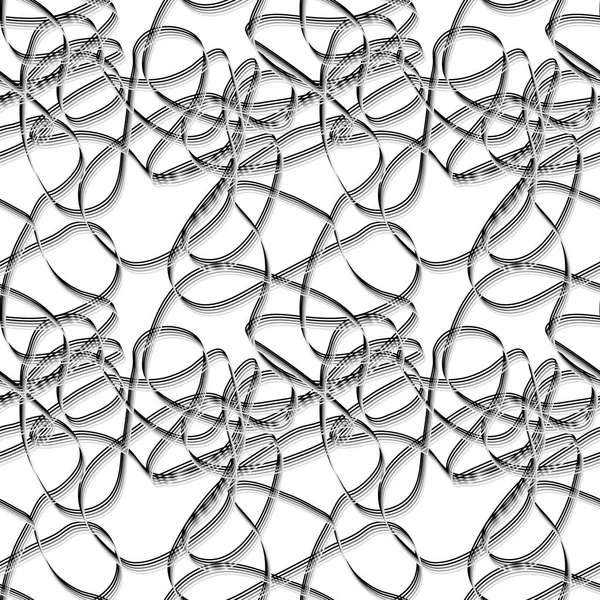 Modello Astratto Senza Soluzione Continuità Con Linee Vorticose Non Colorate — Vettoriale Stock