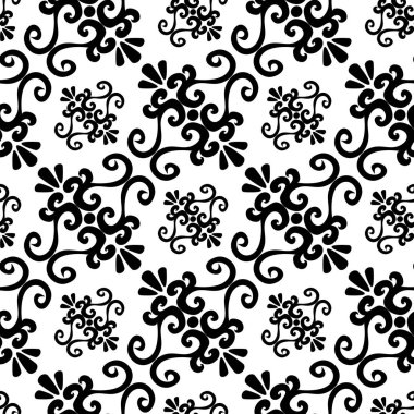 Dikişsiz siyah süs vektör desen