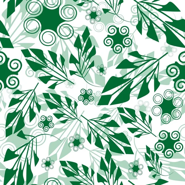无缝地矢量与艺术绿色的树叶壁纸 — 图库矢量图片