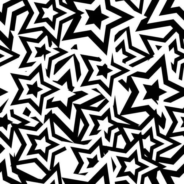 Rétro Noir Blanc Fond Pentagramme Sans Couture — Image vectorielle