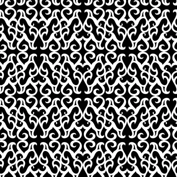 Patrón Vector Ornamento Blanco Negro Sin Costuras — Vector de stock