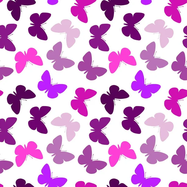 Fondo Mariposa Sin Costuras Elementos Violeta Sobre Blanco — Vector de stock