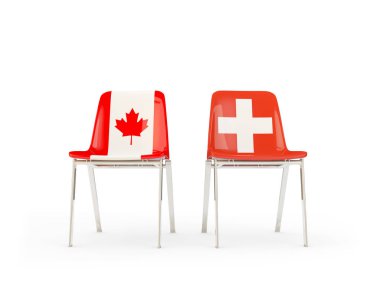 Kanada ve İsviçre bayrakları taşıyan iki sandalye