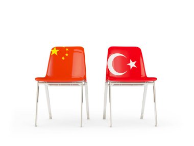Çin ve Türkiye bayrakları taşıyan iki sandalye