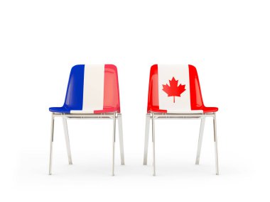 Fransa ve Kanada bayrakları taşıyan iki sandalye