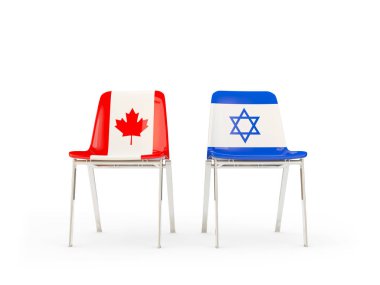 Kanada ve İsrail bayrakları taşıyan iki sandalye