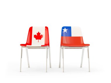 Kanada ve Şili Bayrakları taşıyan iki sandalye
