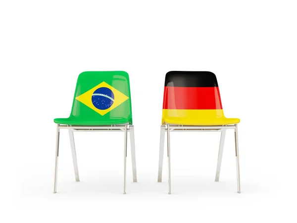 Dos sillas con banderas de Brasil y Alemania —  Fotos de Stock