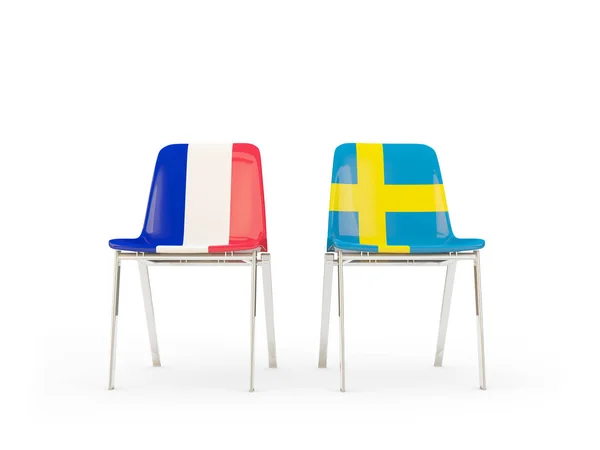 Dos sillas con banderas de Francia y Suecia —  Fotos de Stock