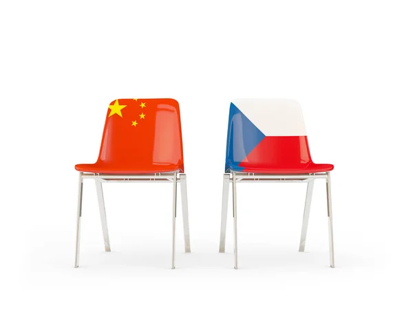 Two chairs with flags of China and czech republic — Stock Photo, Image