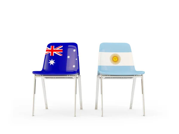 Twee stoelen met vlaggen van Australië en Argentinië — Stockfoto