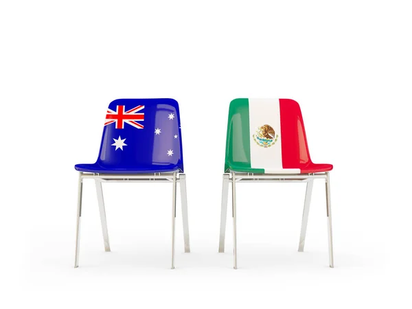 Deux chaises avec drapeaux de l'Australie et du Mexique — Photo