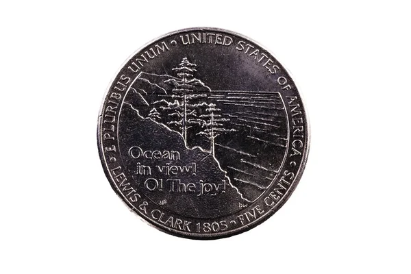 United States Nickel Tail Side Lewis Clark Ocean View Coin — Stock Photo, Image