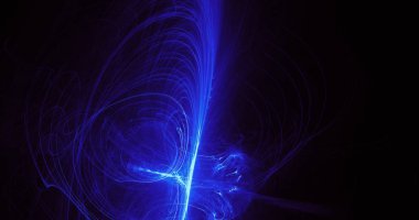 Mavi çizgiler içinde soyut tasarım parçacıklar koyu arka plan üzerinde eğrileri