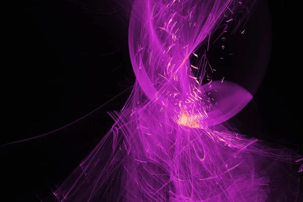 紫线曲线粒子在暗背景上的抽象设计 — 图库照片