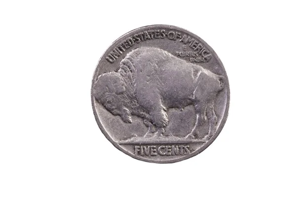 United States Nickel Coin Buffalo Bison Five Cents — Stock Photo, Image