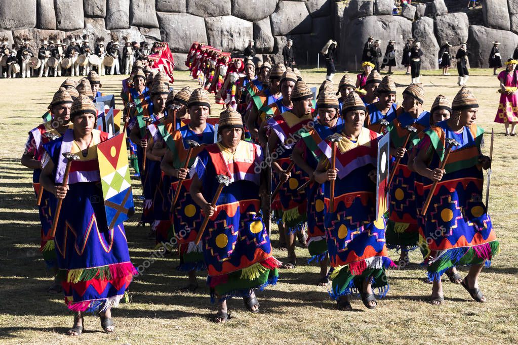 Inca Vestiti Tradizionali Peruviani Cerimonia Inti Raymi Perù Sud