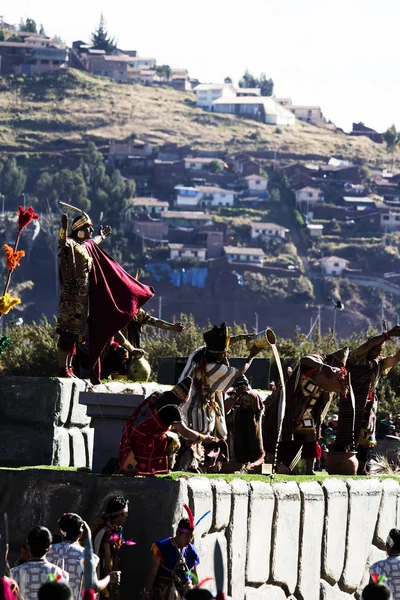 インティ・レイミ式典 ペルー南米インカ衣装祝福 — ストック写真