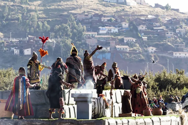 Cérémonie Inti Raymi Pérou Amérique du Sud Costumes Inca — Photo