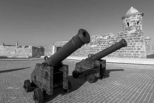 Antiguas Torretas Cañones Españoles Del Fuerte San Carlos Fortaleza San — Foto de Stock