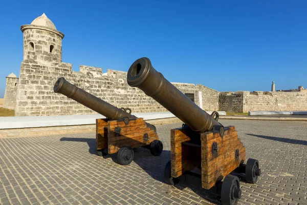 Antiguas Torretas Cañones Españoles Del Fuerte San Carlos Fortaleza San —  Fotos de Stock