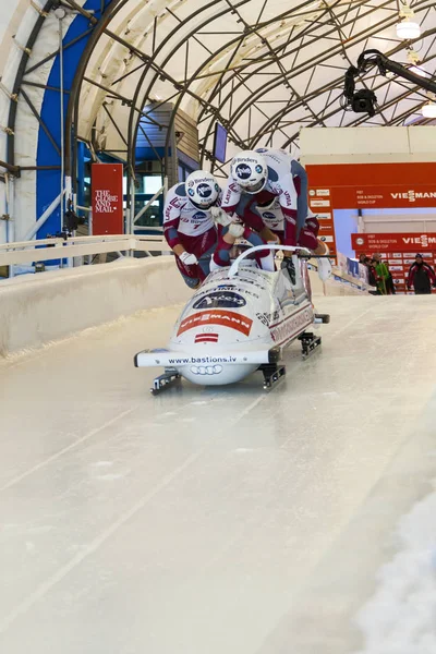 Calgary Kanada Dec 2014 Fibt Viessmann Bobpálya Csontváz Világbajnokság Calgary — Stock Fotó