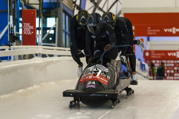 Calgary Kanada Dec 2014 Fibt Viessmann Bobpálya Csontváz Világbajnokság Calgary — Stock Fotó