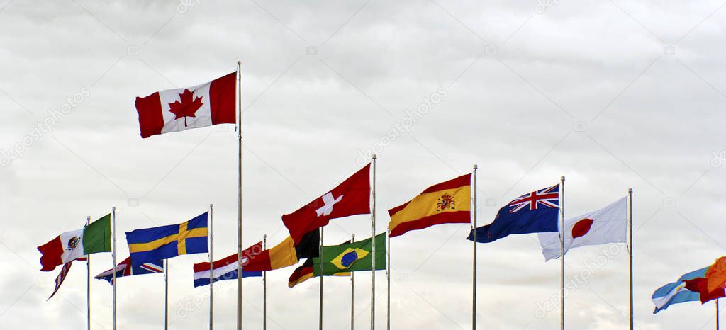 Flags in the wind